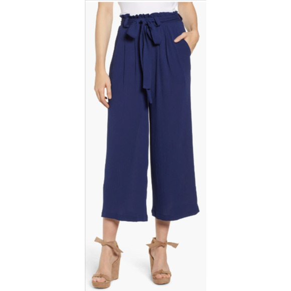 DR2 Wide Leg Navy Blue Ankle Pants Small 4-8 - Picture 1 of 5